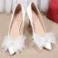 Elegant White Evening Party Satin Pearl Bow Pumps 2021 10 cm Stiletto Heels High Heels Pointed Toe Pumps