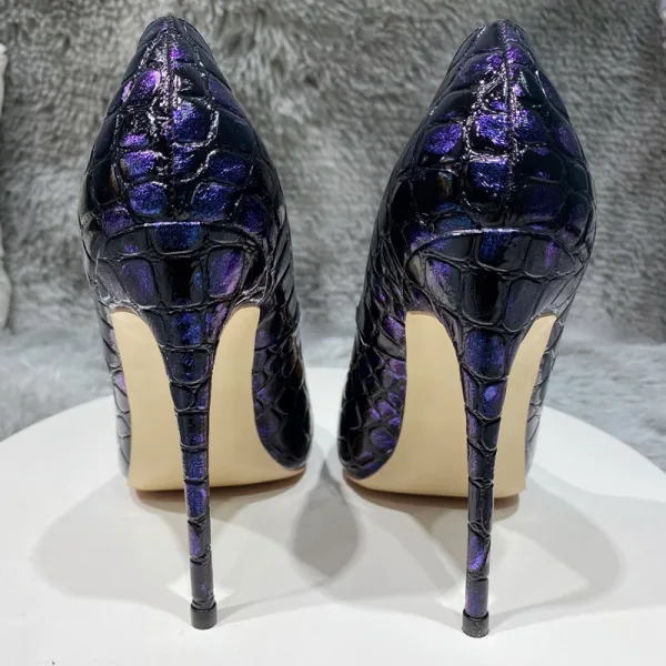 Vintage / Retro Navy Blue Hall Pumps 2021 12 cm Stiletto Heels High Heels Pointed Toe Pumps