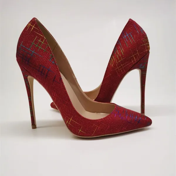 Chic / Beautiful Burgundy Prom Pumps 2021 12 cm Stiletto Heels High Heels Pointed Toe Pumps