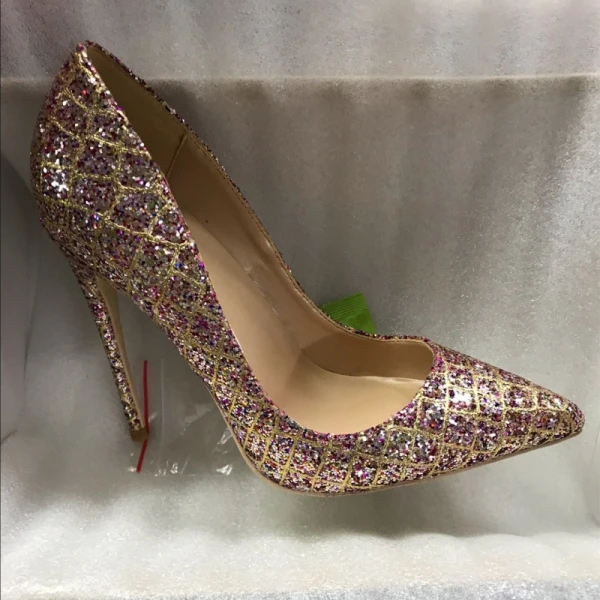 Sparkly Sjarmerende Multi-Farger Aften Paljetter Pumps 2021 12 cm Stiletthæler Spisse Høyhælte