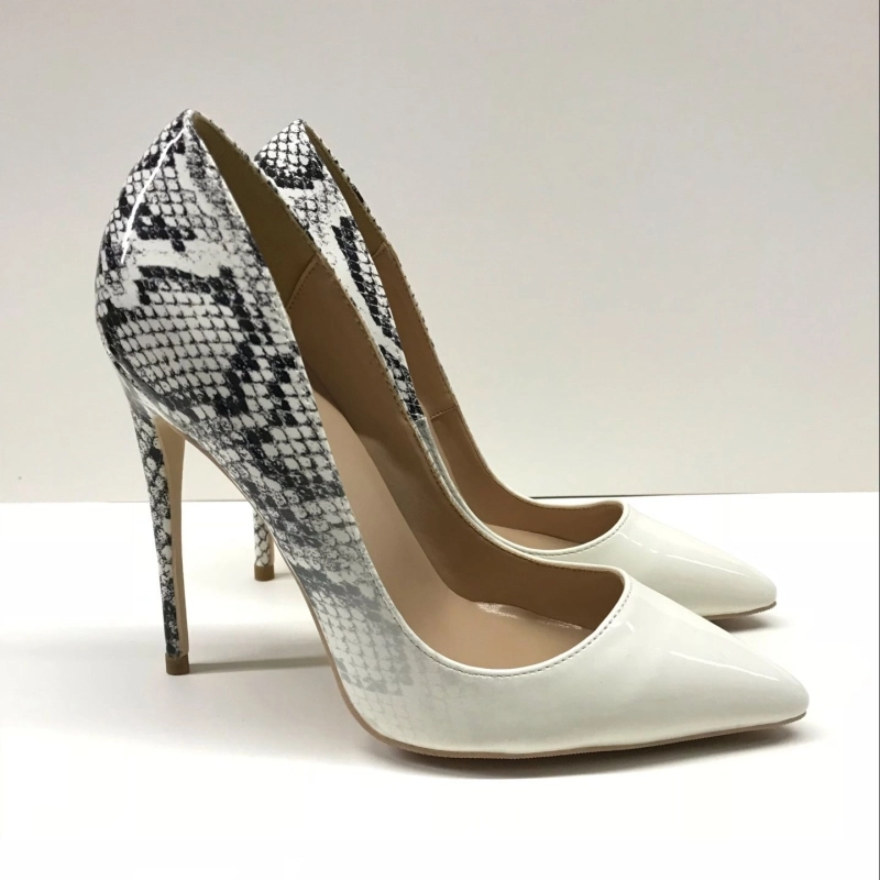 New York & Company Women's Monique- Knotted Pointy High Heels Pumps - Black/ white snake | Smart Closet