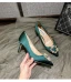 Modern / Fashion Dark Green Satin Pearl Rhinestone Pumps 2021 7 cm Stiletto Heels Pointed Toe Prom Pumps High Heels