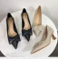 Simple Noire Bureau OL Noeud Escarpins 2021 Cuir 5 cm Talons Aiguilles Talons Hauts À Bout Pointu Escarpins