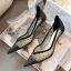 Charming Black Dating See-through Spotted Pumps 2021 Tulle High Heels 6 cm Stiletto Heels Pointed Toe Pumps