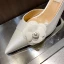 Elegant Ivory Open Side Satin Flower Wedding Shoes 2021 7 cm Stiletto Heels Pointed Toe Wedding High Heels