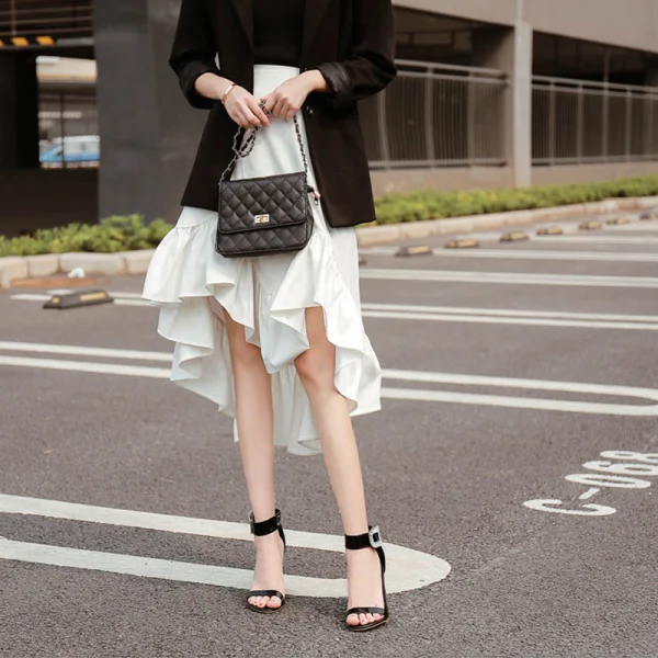 Fashion Black Rhinestone Evening Party Womens Sandals 2021 Ankle Strap 10 cm Stiletto Heels Open / Peep Toe Sandals High Heels