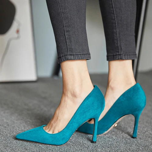 Modest / Simple Burgundy Office OL Suede Pumps 2021 10 cm Stiletto Heels Pointed Toe High Heels