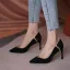 Schöne Schwarz Ball Wildleder Pumps 2021 Leder 6 cm Stilettos Spitzschuh Hochhackige