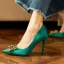 Elegant Dark Green Prom Satin Rhinestone Pumps 2021 10 cm Stiletto Heels Pointed Toe High Heels