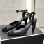Chic / Belle Noire Doré Promo Sandales Femme 2021 Cuir Bride Cheville Noeud 10 cm Talons Épais Talons Hauts À Bout Pointu Sandales