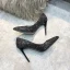 Glitzernden Schwarz Abend Glanz Pailletten Pumps 2021 Leder 10 cm Stilettos Spitzschuh Hochhackige