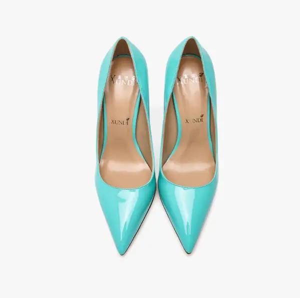 Chic / Beautiful Mint Green Prom Patent Leather Pumps 2021 Leather 10 cm Stiletto Heels High Heels Pointed Toe Pumps