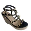 Römisch Rosa Strassenmode Strand Sandalen Damen 2021 Wasserdichte Niet Knöchelriemen T-Riemen 11 cm Peeptoes Keilabsatz Sandaletten Hochhackige