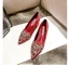 Charming Red Rhinestone Satin Wedding Shoes 2021 7 cm Thick Heels Pointed Toe Wedding High Heels Pumps