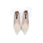 Charmig Glittrande Silver Rhinestone Pärla Brudskor 2021 Rosett Läder 10 cm Stilettklackar Spetsiga Bröllop Högklackade Pumps