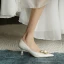 Elegant Ivory Pearl Wedding Shoes 2021 Leather Metal Flower 6 cm Stiletto Heels High Heels Pointed Toe Wedding Pumps