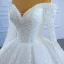 Luxus / Herrlich Ivory / Creme Brautkleider / Hochzeitskleider 2021 Ballkleid Quaste Perle Off Shoulder Perlenstickerei Pailletten Lange Ärmel Rückenfreies Hof-Schleppe Hochzeit