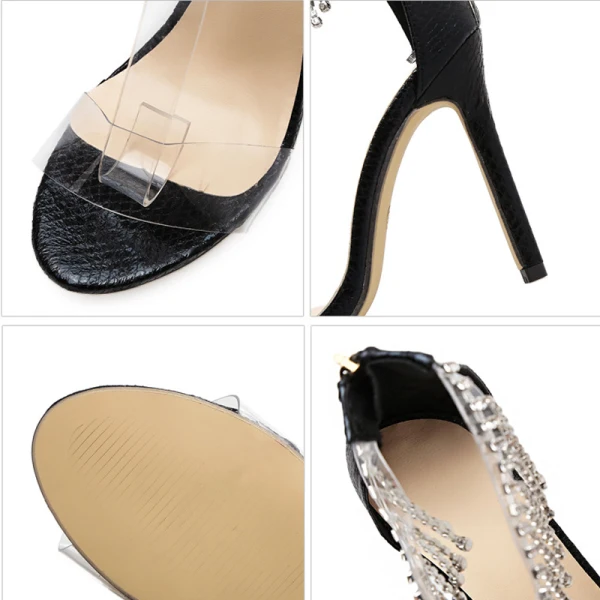 Charming Sexy Gold Prom Rhinestone Tassel Womens Sandals 2021 11 cm Stiletto Heels Open / Peep Toe High Heels Sandals