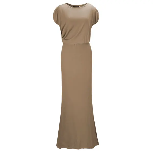 Modest / Simple Yellow Casual Maxi Dresses 2018 Trumpet / Mermaid Scoop Neck Short Sleeve Floor-Length / Long Womens Clothing