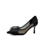 Schöne Schwarz Durchsichtige Ball Pumps 2021 Strass Schleife 7 cm Stilettos Hochhackige Spitzschuh Pumps