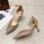 Charmant Gold Abend Strass Sandalen Damen 2021 Knöchelriemen 7 cm Stilettos Spitzschuh Hochhackige