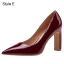 Mode Burgunderrot Leder Strassenmode Pumps 2021 Lackleder 7 cm Thick Heels Spitzschuh Hochhackige