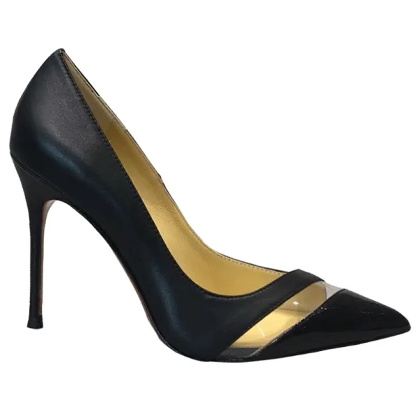 Schöne Schwarz Cocktail Durchbohrt Pumps 2021 Hochhackige 10 cm Stilettos Spitzschuh Pumps