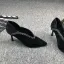 Vintage Schwarz Freizeit Leder Strass Pumps 2021 7 cm Stilettos Hochhackige Spitzschuh Pumps