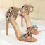 Sexy Silver Cocktail Party Rivet Womens Sandals 2021 T-Strap 11 cm Stiletto Heels Pointed Toe Sandals