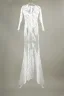 Sexy White Maxi Dresses 2018 Trumpet / Mermaid See-through Lace Flower V-Neck Long Sleeve Floor-Length / Long Womens Clothing