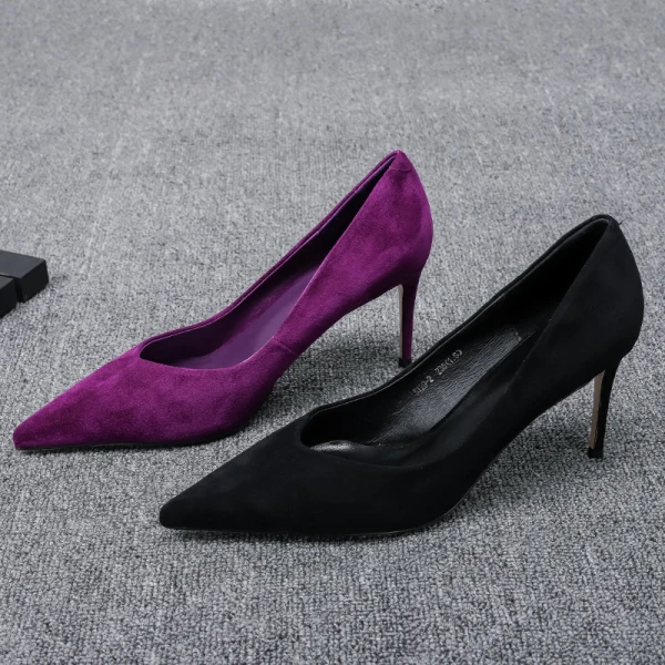 Modest / Simple Purple Office OL Suede Pumps 2021 7 cm Stiletto Heels High Heels Pointed Toe Pumps