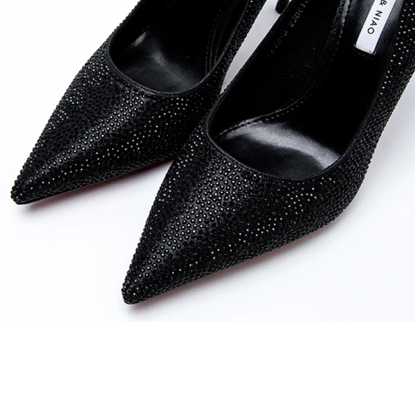 Glittrande Guld Afton Rhinestone Pumps 2021 Högklackade 9 cm Stilettklackar Spetsiga Pumps