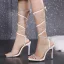 Römisch Sexy Schwarz Cocktail Flechten Strass Knöchelriemen Sandalen Damen 2021 12 cm Stilettos Peeptoes Sandaletten Hochhackige