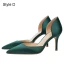Chic / Beautiful Navy Blue Office OL Leather Open Side Womens Shoes 2021 8 cm Stiletto Heels Pointed Toe High Heels