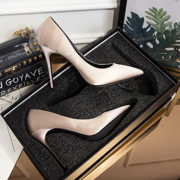 Fashion Black Evening Party Leather Pumps 2021 10 cm Stiletto Heels Pointed Toe Pumps High Heels
