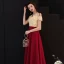 Modern / Fashion Burgundy Evening Dresses  2018 A-Line / Princess Tassel Sequins Off-The-Shoulder Backless Short Sleeve Ankle Length Formal Dresses
