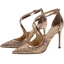 Sparkly Sexy Gold Evening Party Sequins Womens Sandals Leather 2021 X-Strap 8 cm Stiletto Heels Pointed Toe Sandals High Heels