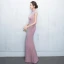 Chic / Belle Rose Bonbon Robe De Soirée 2018 Trompette / Sirène Cristal Paillettes Col Haut Sans Manches Longue Robe De Ceremonie