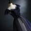 Vintage / Retro Navy Blue Glitter Prom Dresses 2021 A-Line / Princess Square Neckline Beading Crystal Short Sleeve Backless Floor-Length / Long Prom Formal Dresses