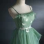 Chic / Beautiful Sage Green Prom Dresses 2021 A-Line / Princess Spaghetti Straps Lace Butterfly Sleeveless Backless Floor-Length / Long Prom Formal Dresses