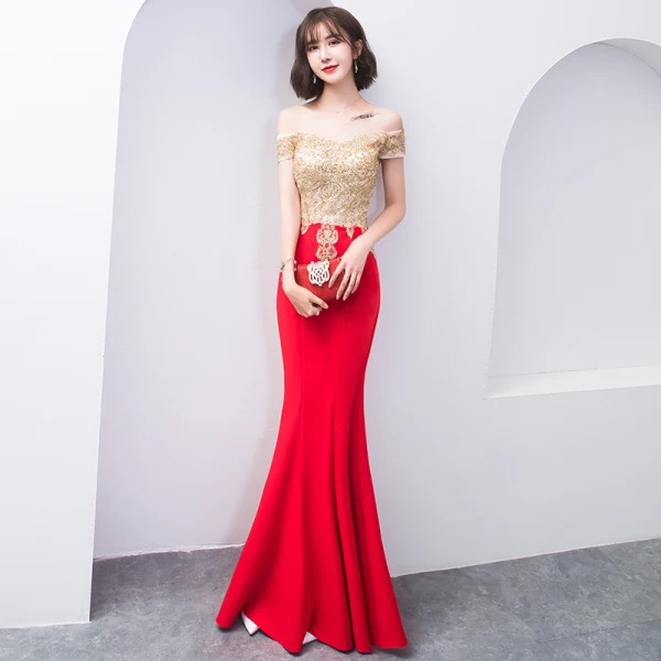 Elegant Dark Green Evening Dresses  2018 Trumpet / Mermaid Lace Beading Off-The-Shoulder Backless Short Sleeve Floor-Length / Long Formal Dresses