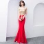 Elegant Dark Green Evening Dresses  2018 Trumpet / Mermaid Lace Beading Off-The-Shoulder Backless Short Sleeve Floor-Length / Long Formal Dresses