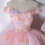 Elegant Candy Pink Prom Dresses 2021 Ball Gown Off-The-Shoulder Beading Pearl Rhinestone Lace Flower Sleeveless Backless Floor-Length / Long Prom Formal Dresses