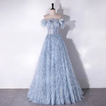 Moda Błękitne Kutas Rhinestone Kokarda Sukienki Na Bal 2024 Princessa Bez Ramiączek Bez Rękawów Bez Pleców Długie Bal Sukienki Wizytowe