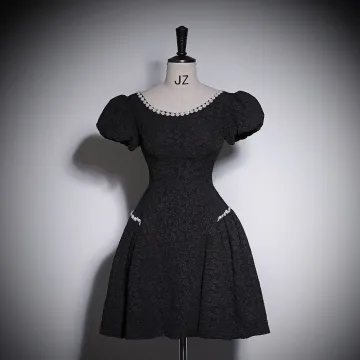 Chic Beautiful Black Pearl Sequins Short Prom Dresses 2023 A Line Princess Scoop Neck Short Sleeve Backless Prom Formal Dresses