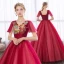 Affordable Burgundy Prom Dresses 2018 Ball Gown Lace Appliques Rhinestone V-Neck Backless Short Sleeve Floor-Length / Long Formal Dresses