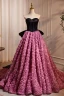 Fashion Fuchsia Ruffle Flower Prom Dresses 2024 Ball Gown Strapless Sleeveless Backless Bow Court Train Prom Formal Dresses