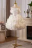 Flower Fairy White Cascading Ruffles Appliques Short Prom Dresses 2024 Ball Gown Strapless Sleeveless Backless Prom Formal Dresses