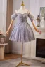 Sexy Lavendel Perlenstickerei Perle Strass Pailletten Kurze Partykleider 2024 A Linie Spaghettiträger Ärmellos Rückenfreies Tülle Festliche Kleider
