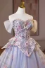 Sexy Lavender Appliques Beading Lace Flower Pearl Sequins Short Party Dresses 2025 Ball Gown Off-The-Shoulder Short Sleeve Backless Cocktail Party
